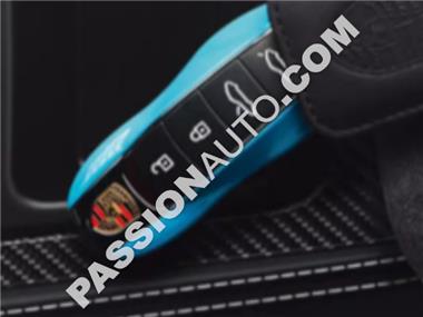Étui-clé de voiture en cuir pour Porsche Cayenne Macan 911 Carrera Boxster  Cayman Panamera 970 981 991 - Bleu A